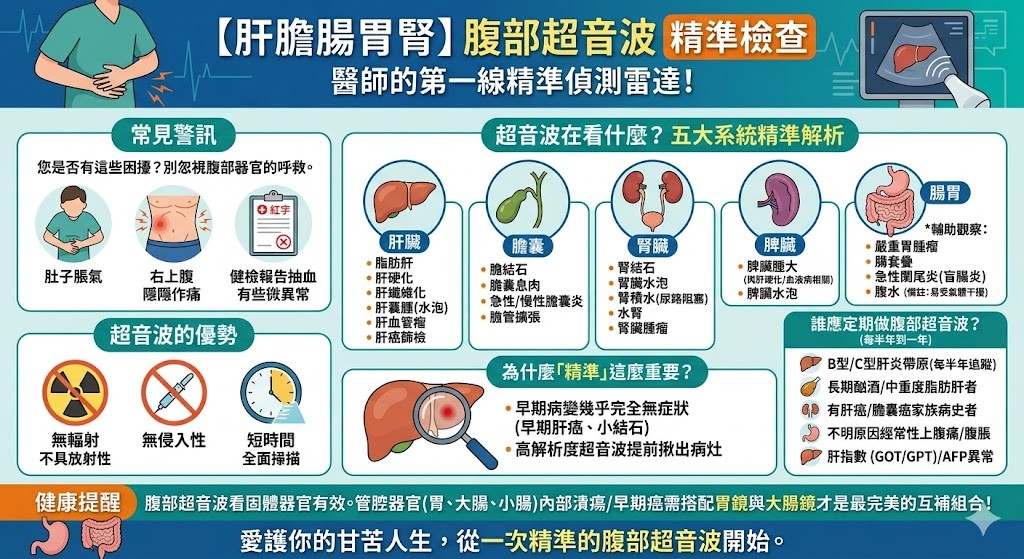 【肚子隱隱作痛？】肝膽腸胃腎的精準雷達：不可不知的  「腹部超音波」檢查