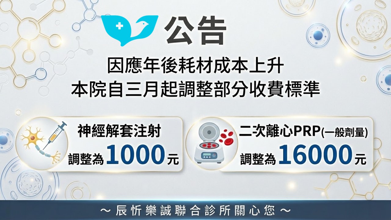 因應年後耗材成本上升 本院自三月起調整部分收費標準